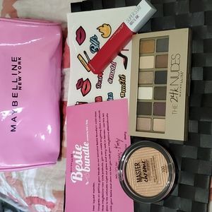 2/$30 MAYBELLINE Bestie Bundle 24K Nudes Eyeshadow Red Ink Lip Highlighter NEW